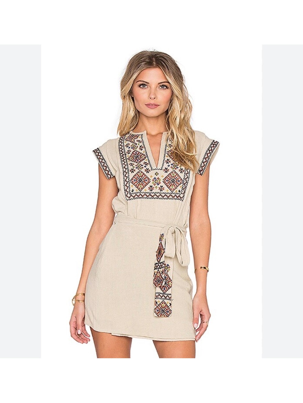 Free People Running Wild Embroidered Wrap Dress - Size Medium LNWOT